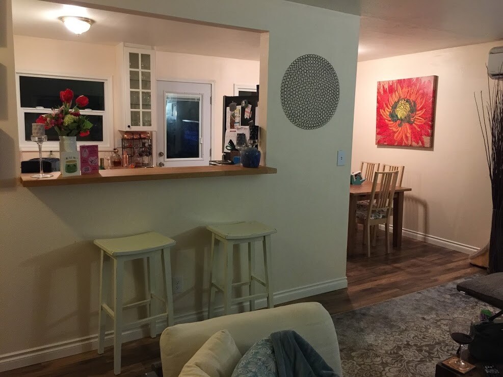 Bar seating at the butcher block counter - 9313 North Hodge Avenue