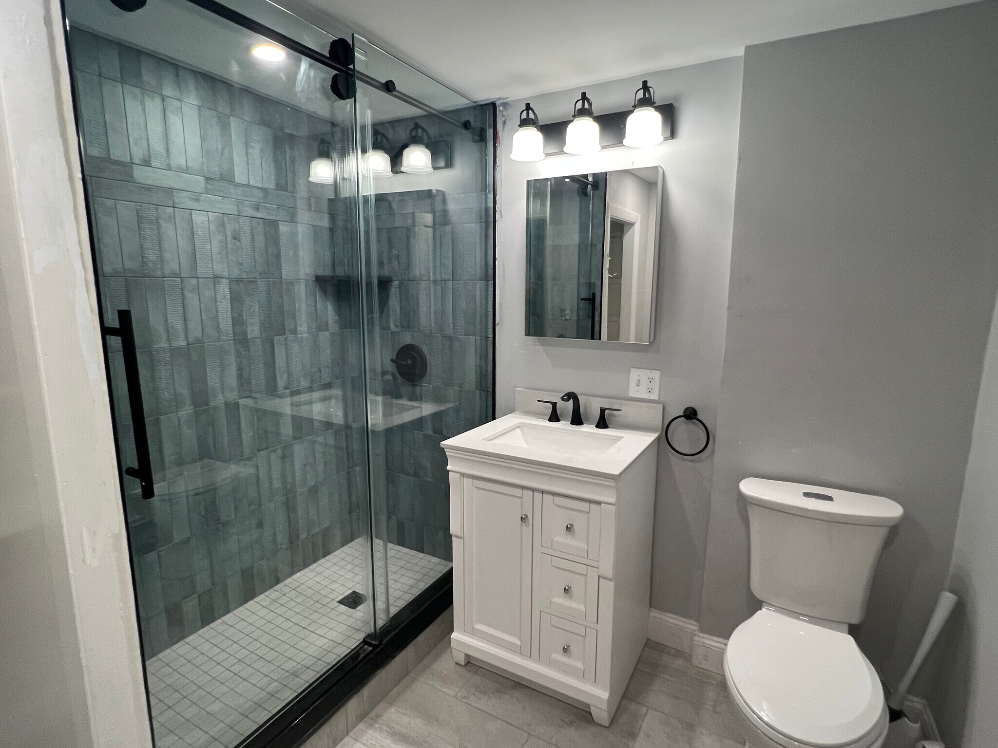 Newly renovated full bath new medicine cabinet, vanity, sink, toilet - 347 Elliot St