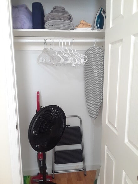 Closet is stocked with fans, clean towels, sheets, iron, starter cleaning products...etc. - 56 Fulton St