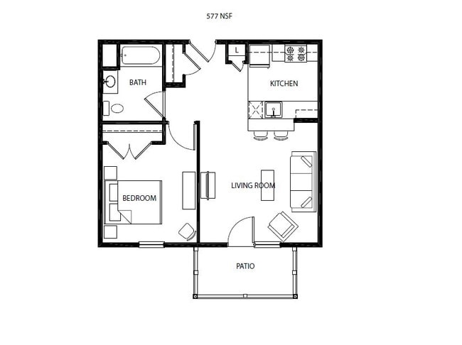 577 sqft 1br/1ba - zBarton Commons
