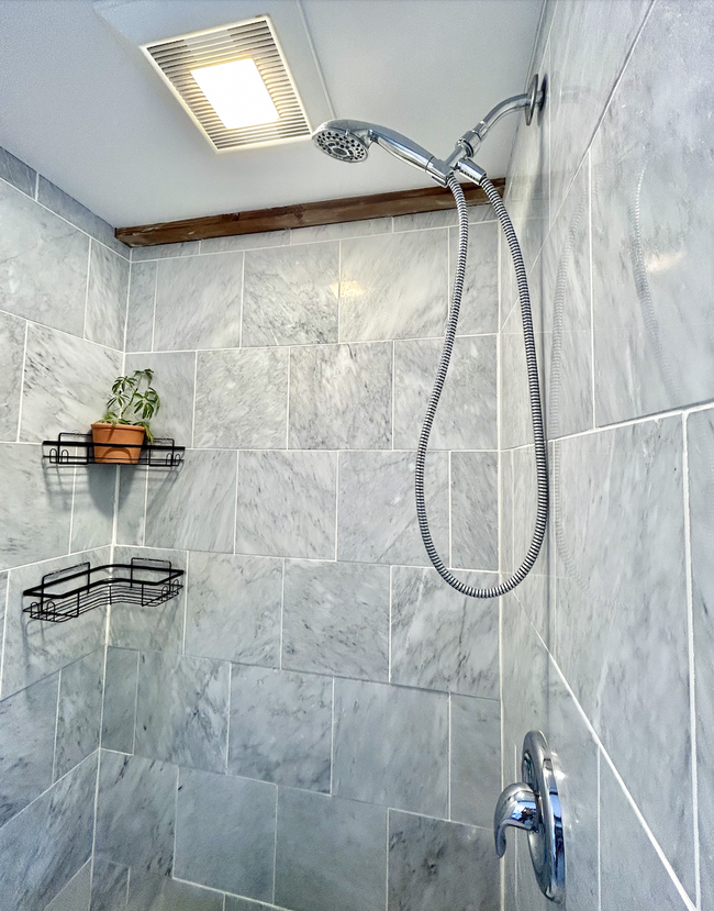 large marble walk-in shower - 67 Regatta Dr