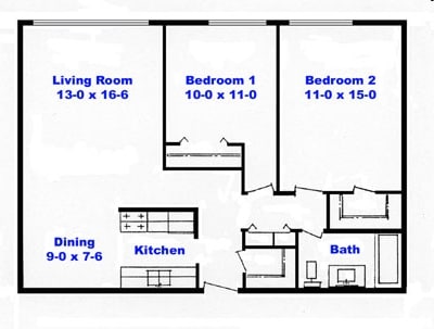 2BR/1BA - Royal Park Apartments