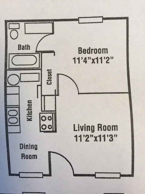 1/1 Floor Plan - 2202 W Pensacola St