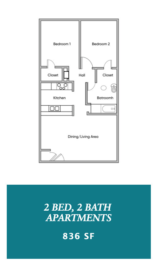 2 Bedroom, 1 Bathroom - Bay City Flats