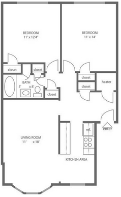 2BR/1BA - Canterbury Apartments