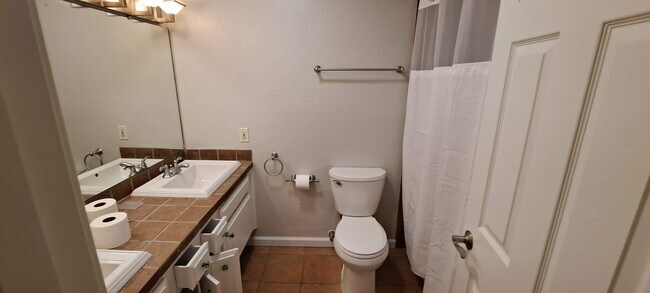 2nd bathroom with dual sinks, shower/tub and new toilet - 5966 Quiet Slope Dr