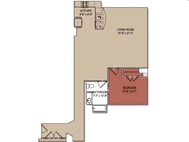 1BR/1BA - Curtain Lofts