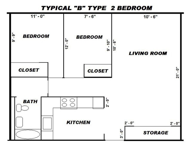 Floorplan - Town Brook House Apartments