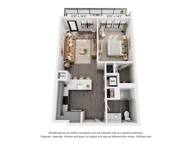 1-Bedroom 1-Bathroom | 697 sqft - The Whit