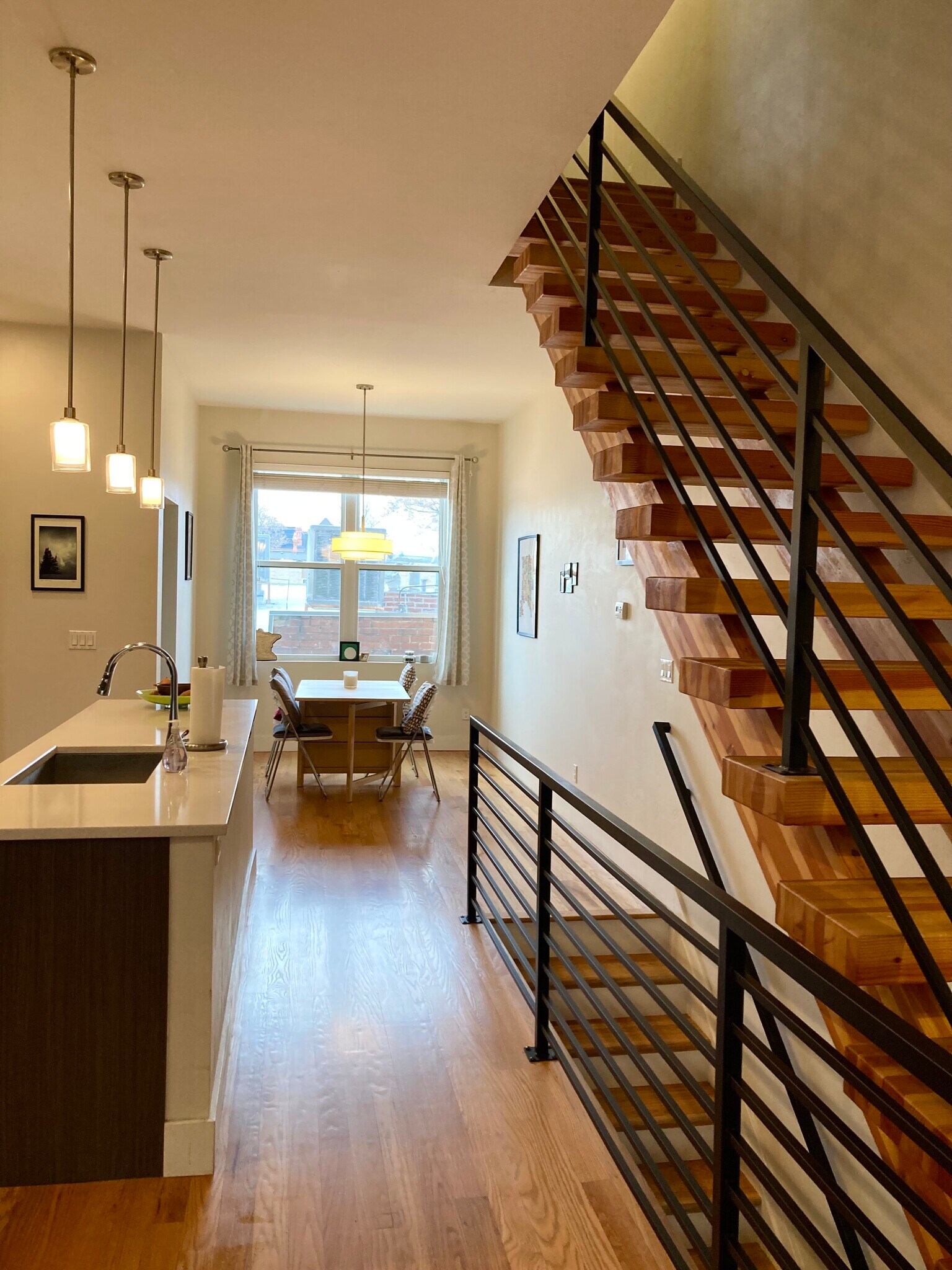 Open tread hardwood stairs - 2153 N Downing St