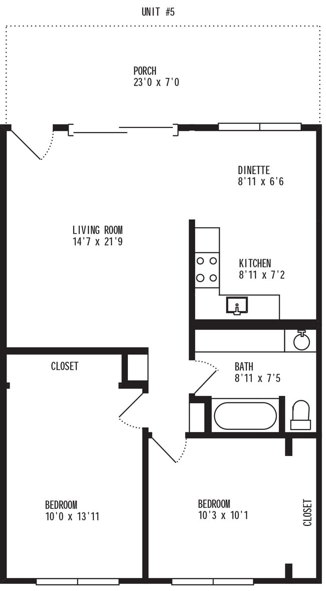 2 Bedroom 1 Bath - Redwood Apartments