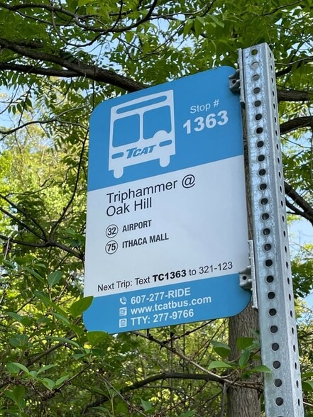 bus stop in front of house - 419 Triphammer Rd