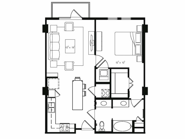 1BR FLAT - A3 - Cantabria at Turtle Creek