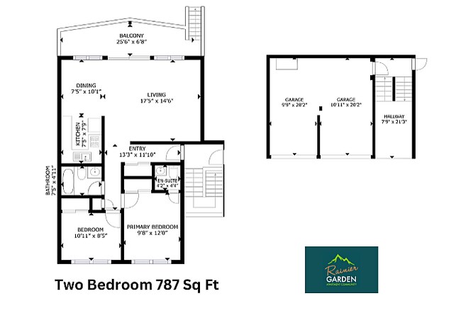 Two Bedroom 787 Sq Ft - Rainier Gardens Aparments