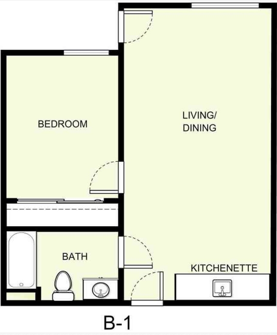 Floor Plan B-1 - Hilltop Estates Senior Apartments