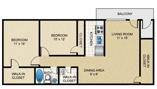 2BR/1BA - Creekside South Apartments