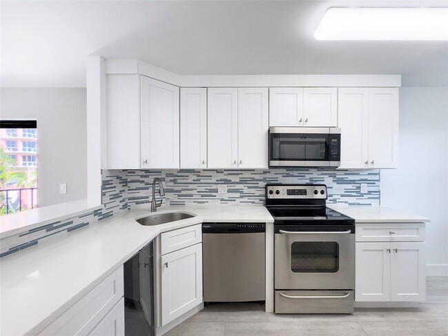 The kitchen comes equipped with stainless steel appliances. - 2029 N Ocean Blvd