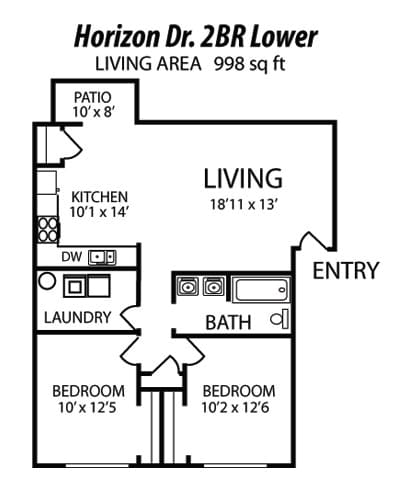 2 BR 1 Bath Lower - 2911-2915 Horizon Dr.
