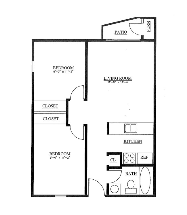2BR, 1BA - Standard - Treehouse West Apartments II