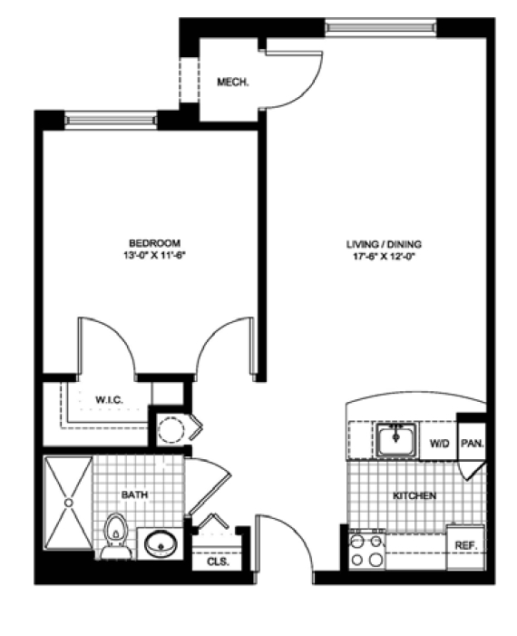 1BR/1BA - Ring House- Senior Apartments