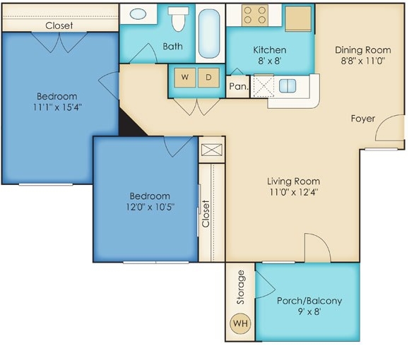 2BR/1BA - Madison Glen
