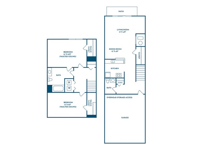 2 Bedroom | 1.5 Bath | 960 SF | Attached Garage - BriceGrove Park Apartments