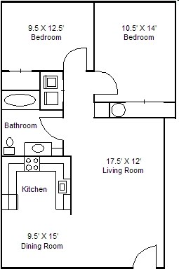 2BR/1BA - Hidden Oaks