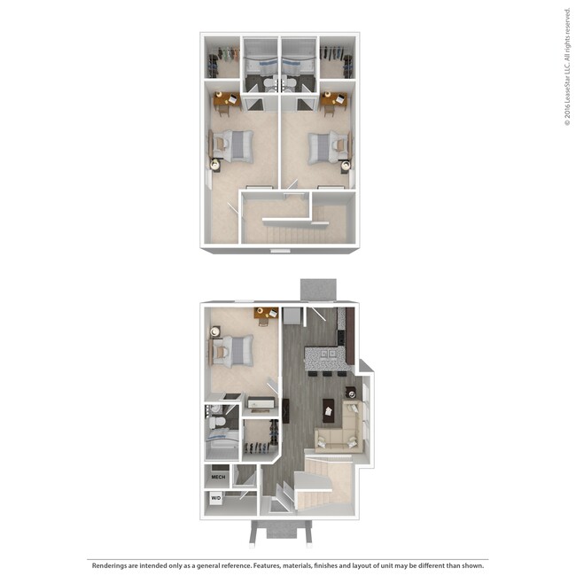 3 Bed Cottage 3D Floorplan - Arlington Cottages and Townhomes