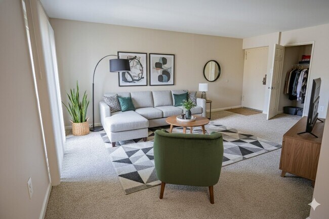 Woodmere 2 Bed Living Room - Woodmere Apartments