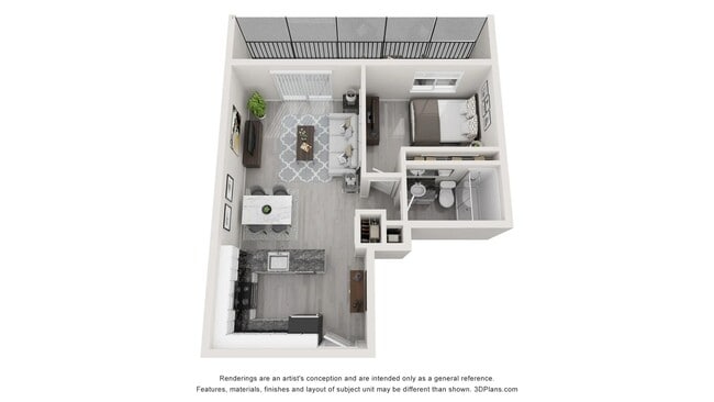 A 3D floor plan rendering of The Marian. - Lakewood Village