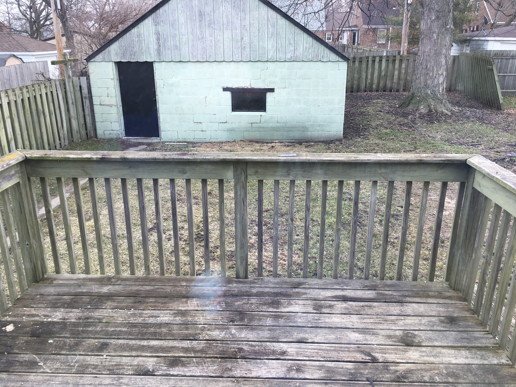 Deck overlooking yard & detached garage - 6717 Huron Ave