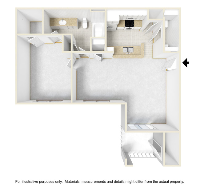 1 Bed Floor 3D - Highpoint at Pella