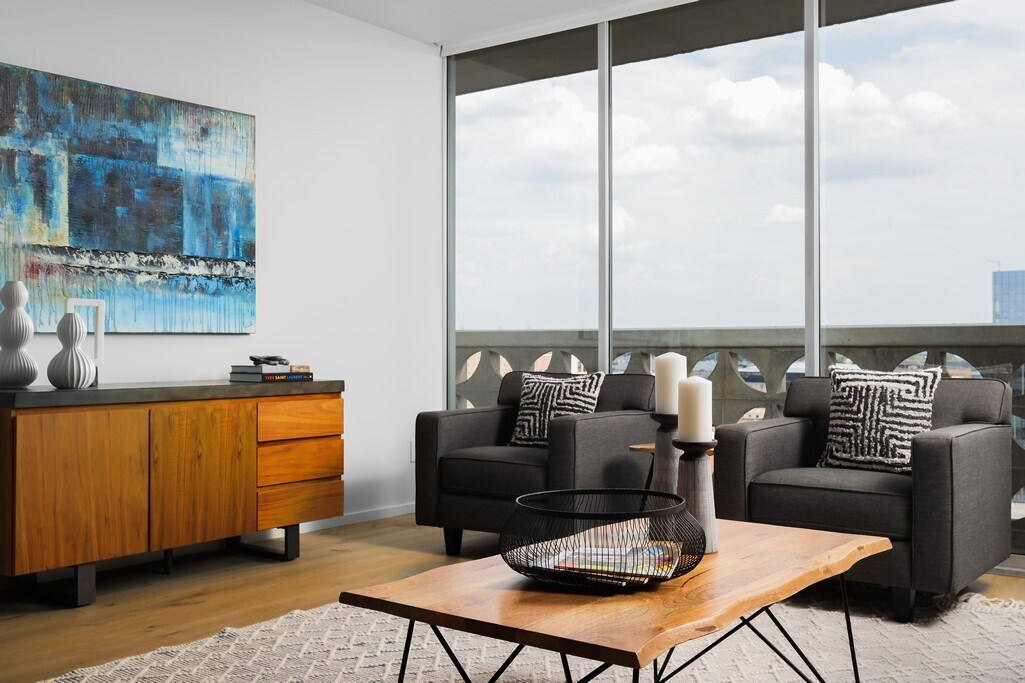 Floor to ceiling windows and sliding doors throughout the condo - 1801 Lavaca St