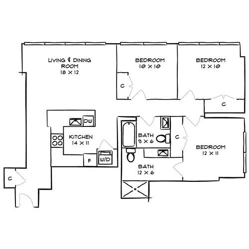 Floorplan - Park Towne Place Apartments