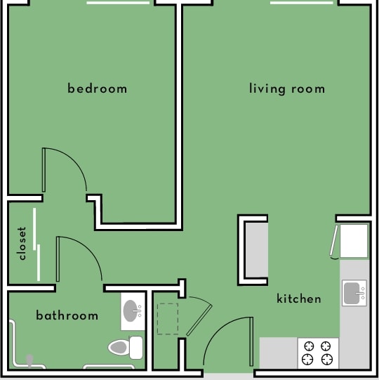 1BR/1BA - Oak Street Manor