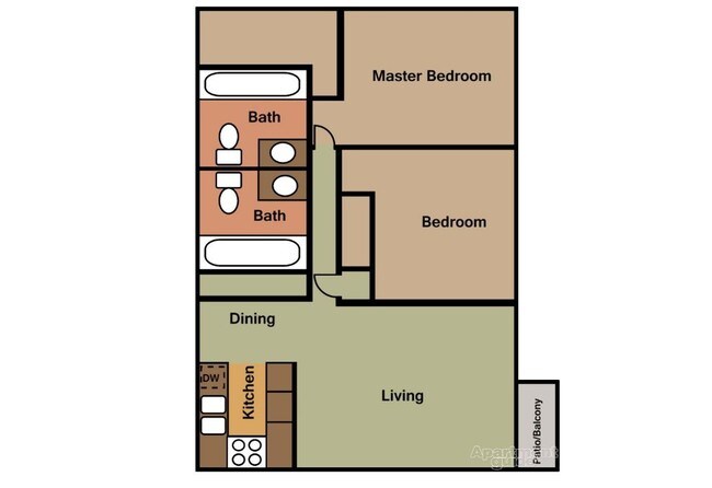2 bedroom , 2 full bath - Peppertree Apartments