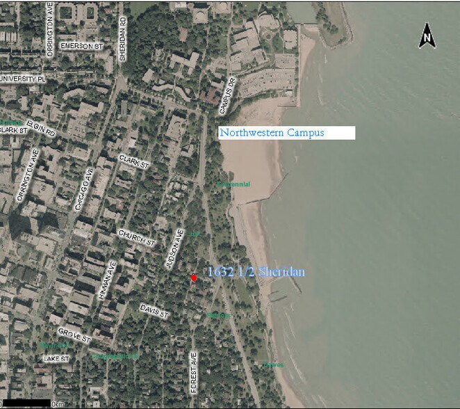 Map showing close proximity to beach & Lake Michigan - 1632 Sheridan Rd