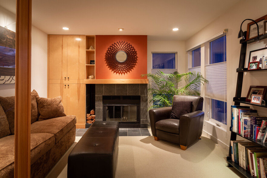 Library/Bedroom has wood burning fireplace, wood storage, and built-in closet - 535 Summit Ave E