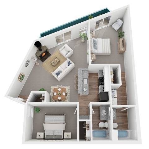 Two Bedroom Floorplan - Copper Hill Apartments