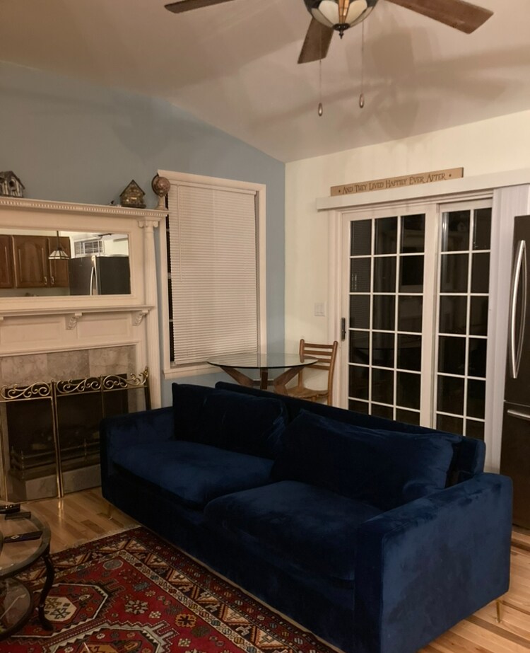 Fireplace- bistro table -sofa - 37 Bernard St