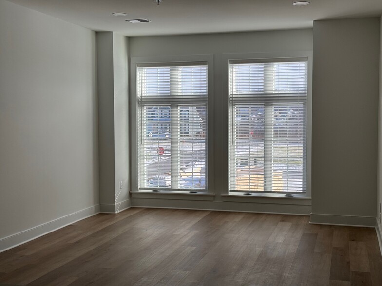 Wall of window with designer blinds. - 119 Founders St