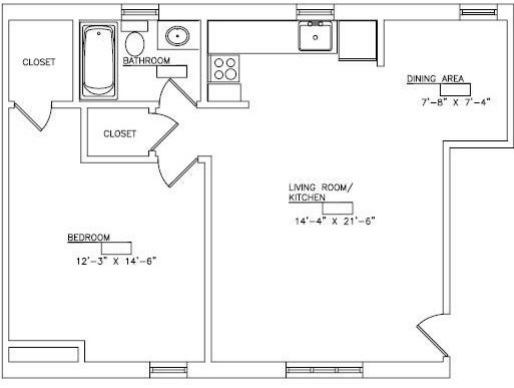 1BR/1BA - College Arms