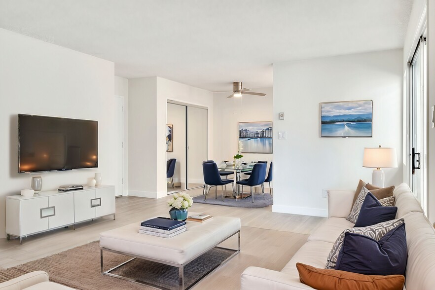 Staged living room - 1477 Canfield Ave. Apartments