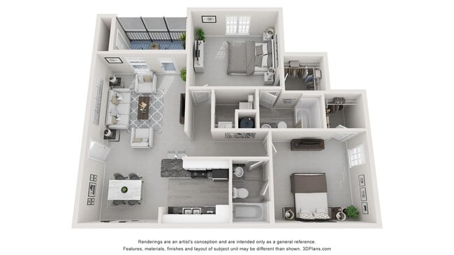 A photo of our 2x2 floor plan, The Amberly. - 12th and James Luxury Apartments