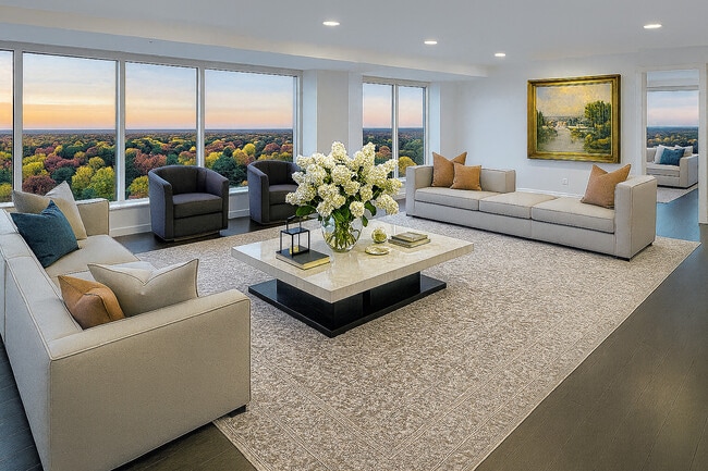 SUPERB! 31 FT. OF EXTRA WIDE FLOOR-TO-CEILING PANORAMIC WINDOWS, WOOD FLOORS - 555 Luxury Apartments