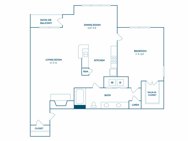 1 Bedroom | 1 Bath | 882 SF - The Oasis Apartments