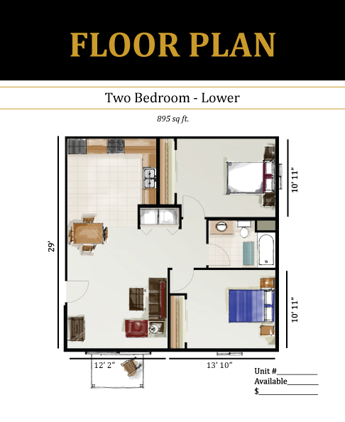 Two Bed Lower - Birchwood Apartments