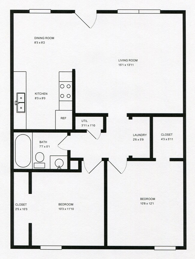 2 bdrm 1 ba 800sf - The Landings Apartments L-2