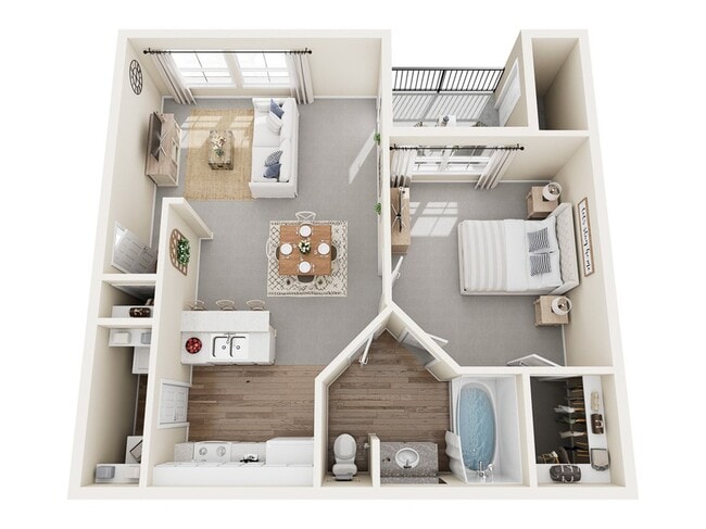 Degas Floor Plan | 1 Bedroom with 1 Bath | 655 Square Feet | Stonebriar of Frisco | Apartment Homes - Stonebriar of Frisco