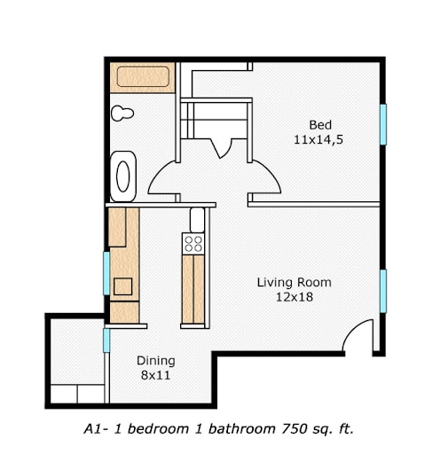 A1-U 1 Bed, 1 Bath 750 sqft - The Avery Apartments